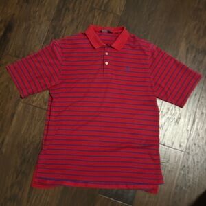 Red and Blue Striped Polo Golf Shirt size L